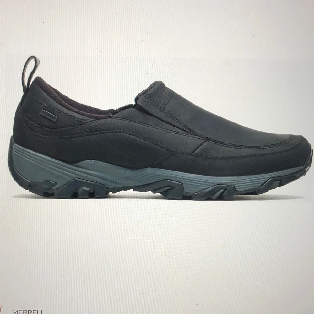 MERRELL Coldpack Ice + Moc Men’s Black Leather Waterproof Shoes Size 9.5